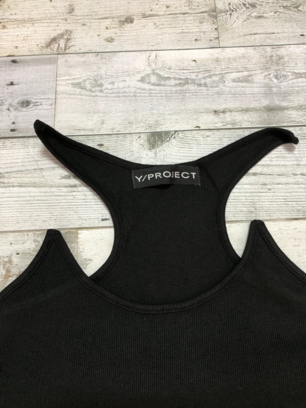 Y/Project Black Ribbed Tank with Racerback Detail - Picture 4 of 6